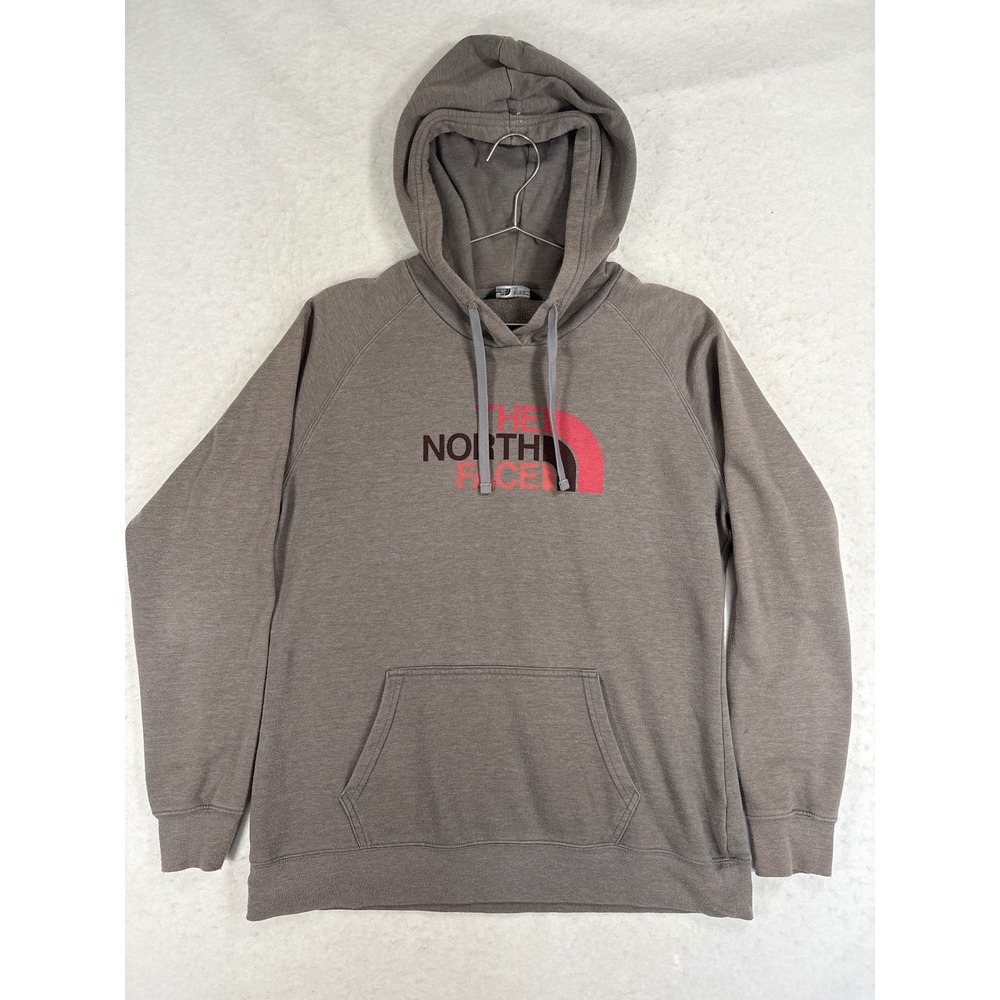 The North Face Womens Brown Graphic Logo Pullover Hoodie Size L Sweatshirt